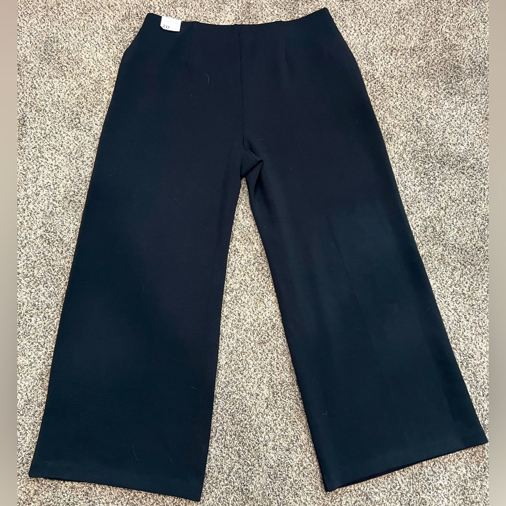 Lane Bryant Pants Womens Sz 20 Wide Leg Black  Stretch Casual Relaxed Pull On
